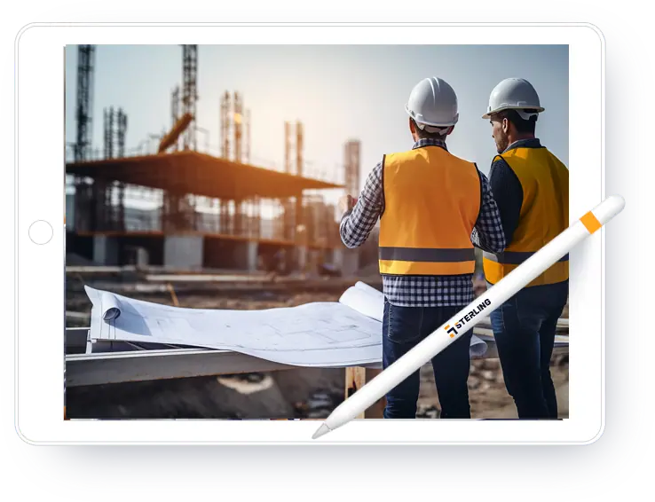 mockup of people looking towards an under construction building